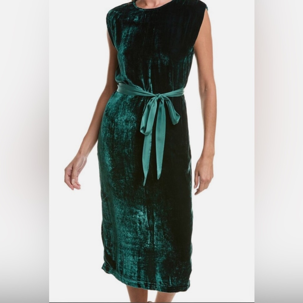 Brand New Velvet by Graham & Spencer Kandace Green Silk-Blend Dress XL NWT
